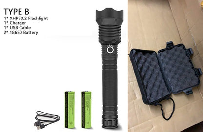 XHP70.2 Powerful USB LED Flashlight for Outdoor Camping