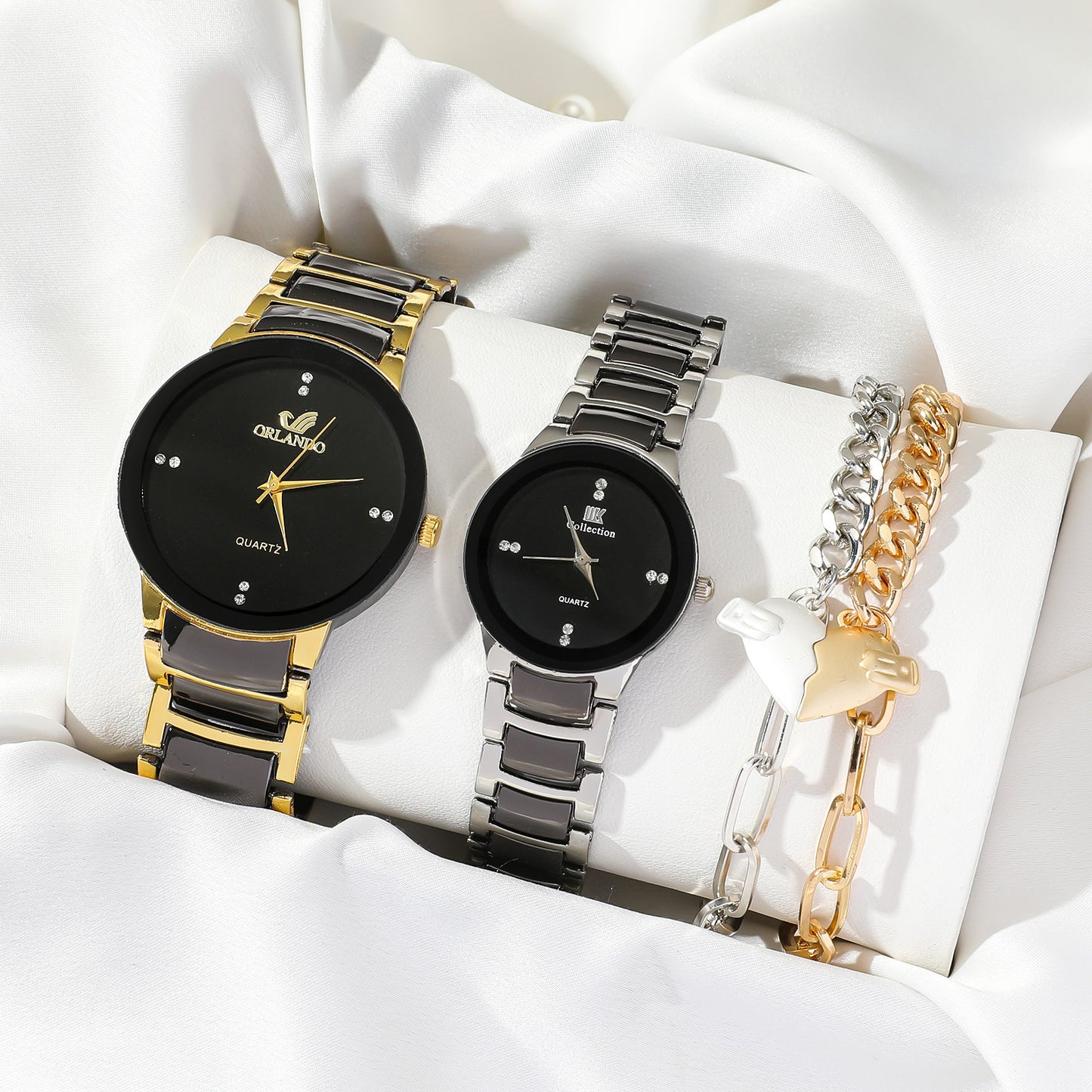 New Fashion Couple Watch Simple All-Match Heart Bracelet Set