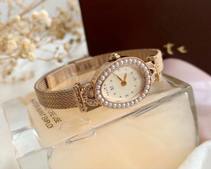 Vintage Square Watch for Women with Dainty Wheat Design