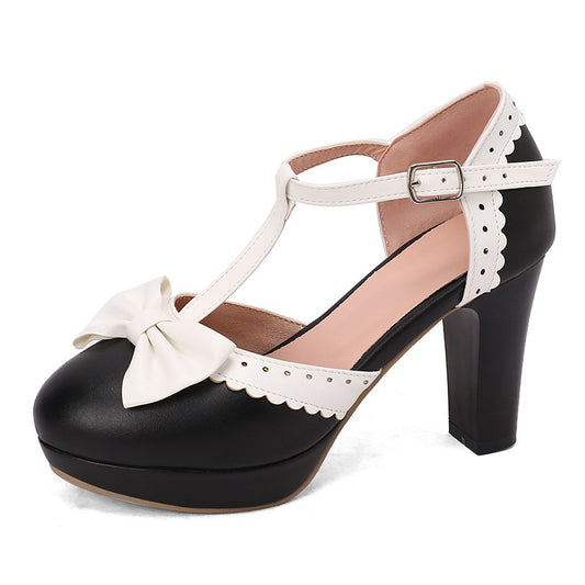 Bow-Embellished Closed-Toe Hollow-Out High-Heeled Sandals