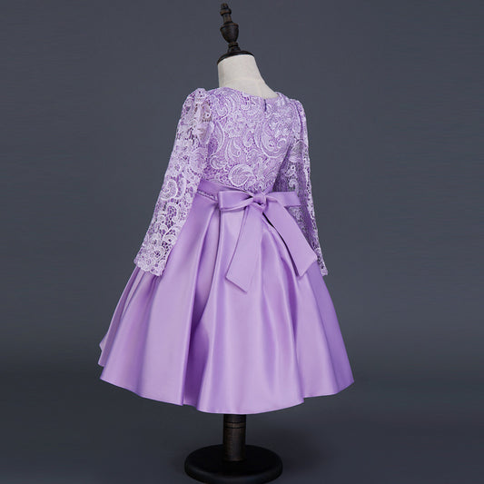 Carisa Europe America Autumn Winter Girls Dress Lace Costume