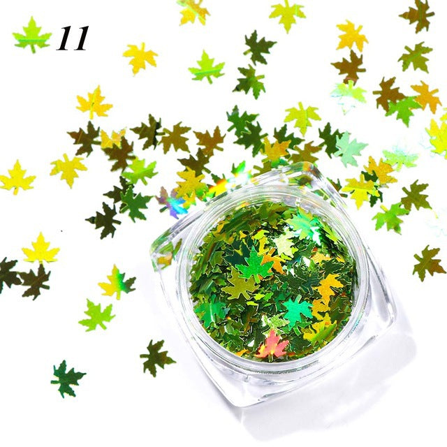 Maple Leaf Gradient Nail Sequins Stylish Nail Decorations