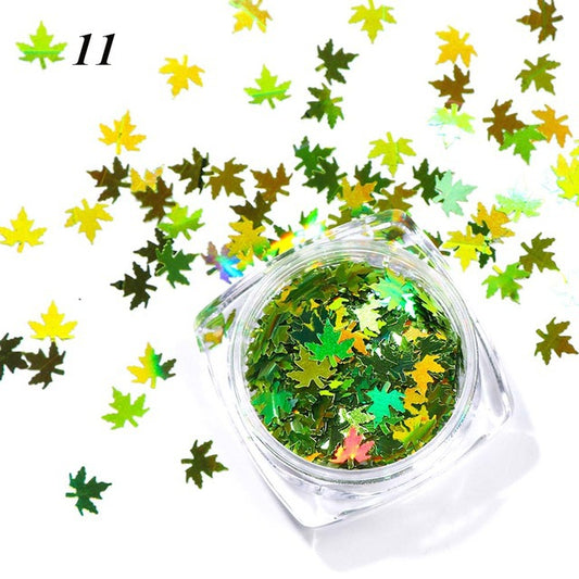 Maple Leaf Gradient Nail Sequins Stylish Nail Decorations