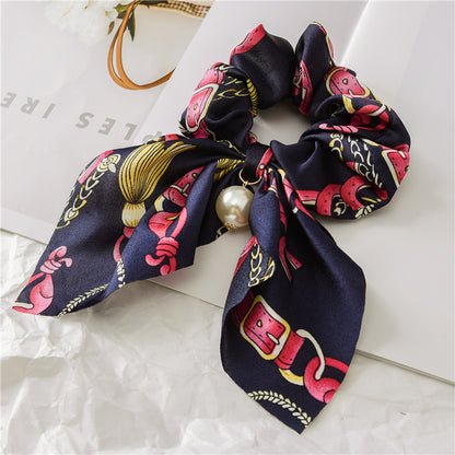 Pearl Pendant Large Hair Band – Knotted Big Bow Hair Rope