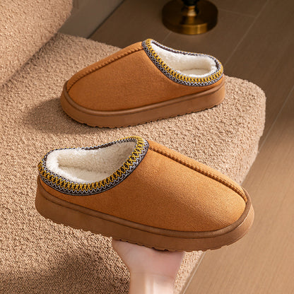 Women's Cotton Lace-Up Slippers Comfortable Daily Home Wear