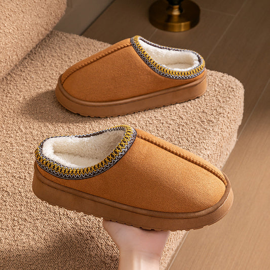 Women's Cotton Lace-Up Slippers Comfortable Daily Home Wear
