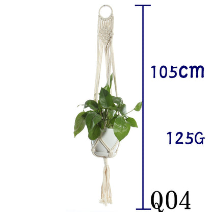Flower Pot Net Bag – Beige Cotton Rope Indoor Plant Hanger