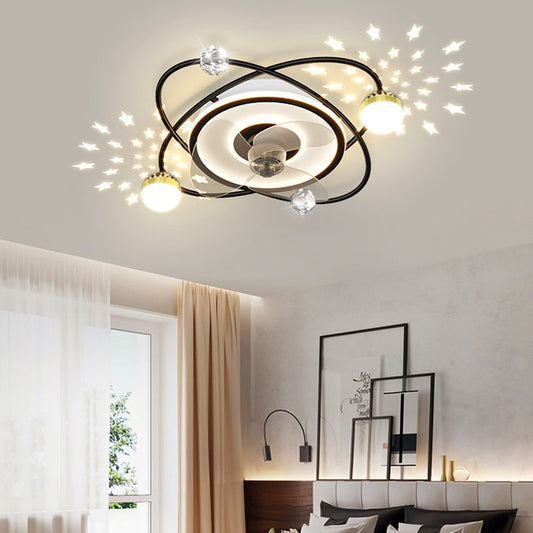 Nordic Bedroom LED Lights with Ceiling Fan and Remote Control