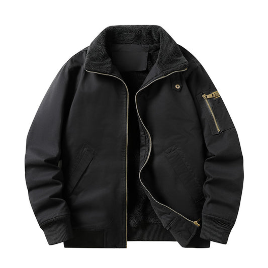 Stylish Winter Fleece-Lined Aviator Jacket – Warm & Trendy