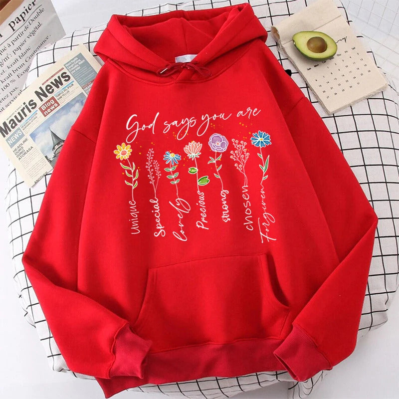 Buy Fashion “God Says You Are Unique” Flower Print Casual Top