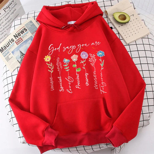Buy Fashion “God Says You Are Unique” Flower Print Casual Top