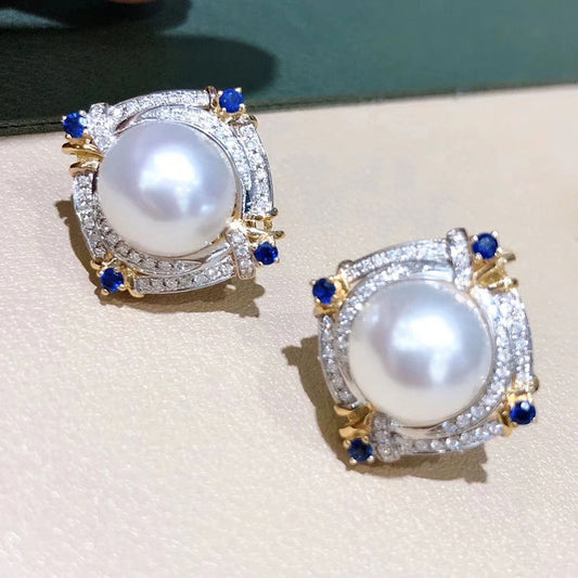 Buy Two Tone Zircon Inlay Geometric Earrings for Women