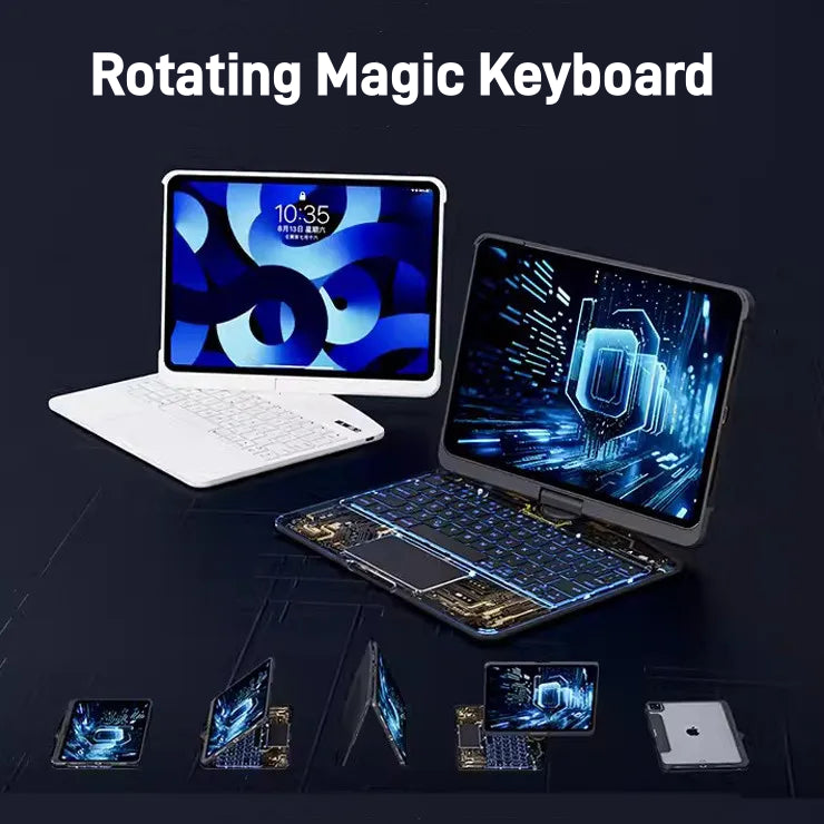 360 Swivel Keyboard Clear Case for iPad with Smart Trackpad globalswanky 01