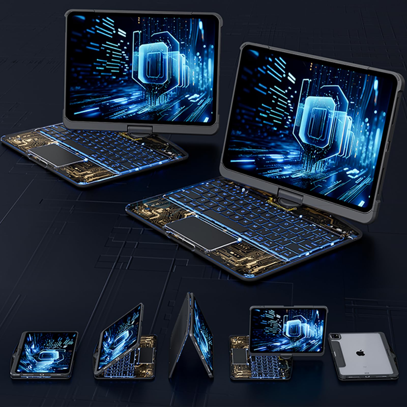 360 Swivel Keyboard Clear Case for iPad with Smart Trackpad globalswanky 03