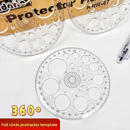 360-Degree Transparent Drawing Protractor