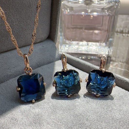 Buy Sapphire Earrings and Necklace Set Elegant Jewelry Gift