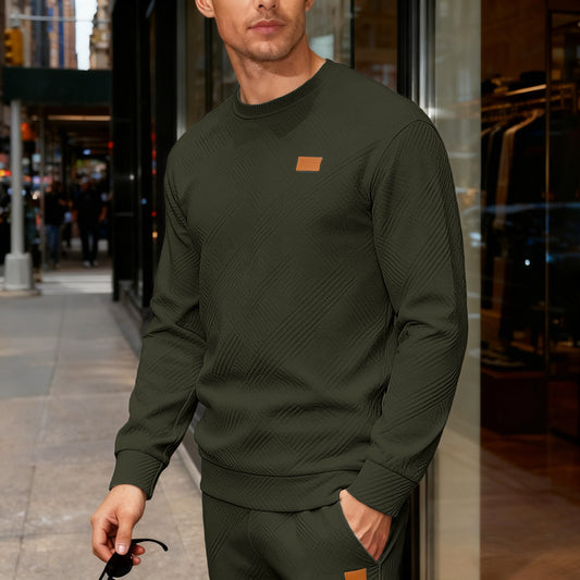 Relaxed-Fit Crew-Neck Sweatshirt – Textured Weave for Comfort