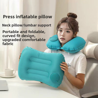 Press-Type Inflatable U-Shaped Travel Neck Pillow Comfort