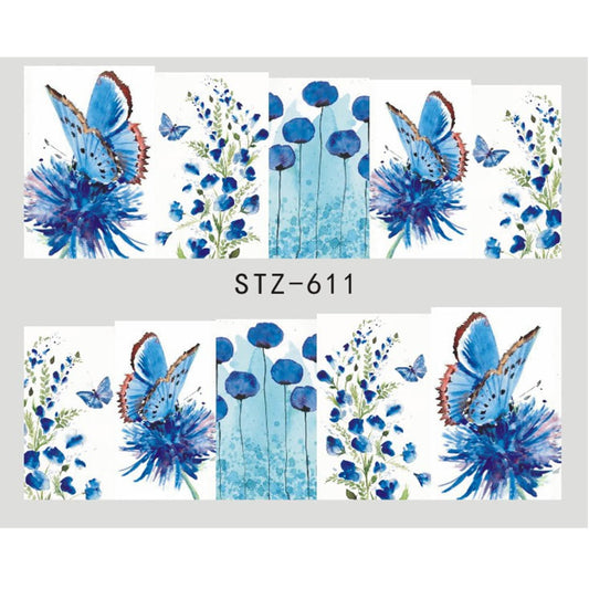 Buy Cute Butterfly Flower Nail Sticker Water Transfer Design.