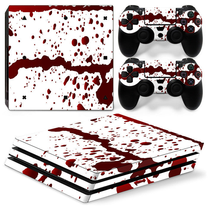 Gaming console and controllers with colorful abstract skin design on a white background Global swanky 4