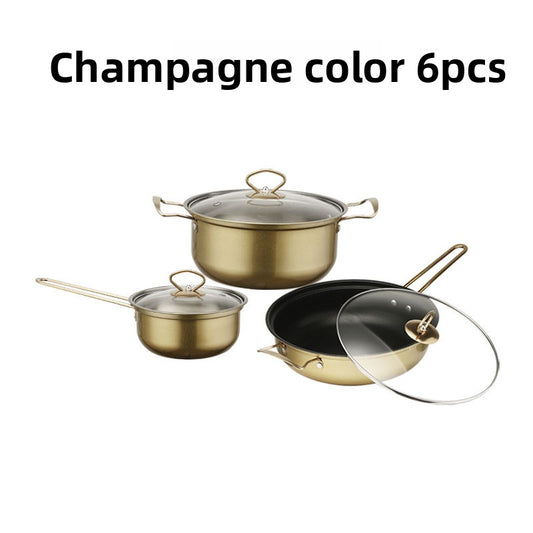 Stainless Steel Cookware Set Glass Lid Pots and Pans Kitchen