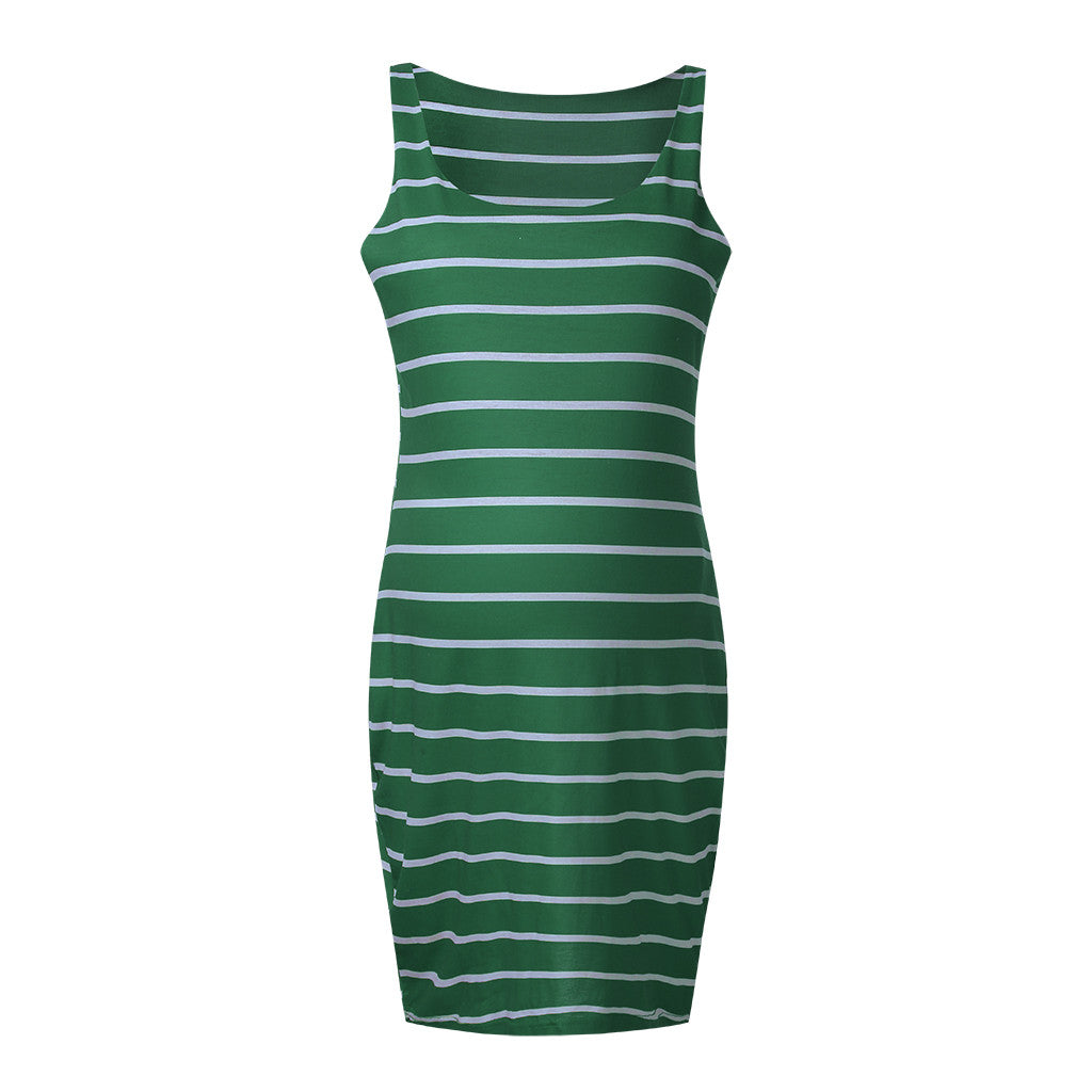 Striped Maternity Dress Versatile Vest Dress Expecting Mothers