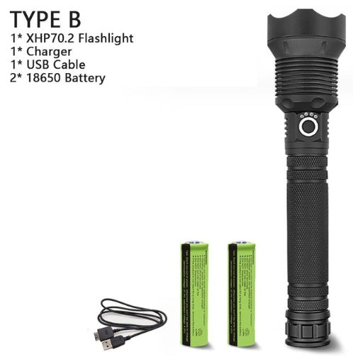 XHP70.2 Powerful USB LED Flashlight for Outdoor Camping