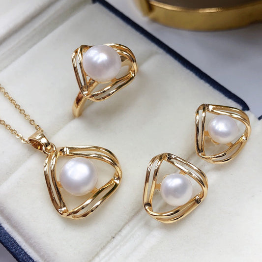 Simple and Exquisite Freshwater Pearl Necklace Jewelry Set