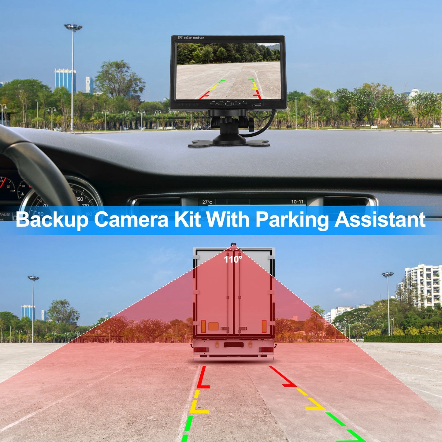 7In Car Backup Camera Monitor Kit Waterproof and IP67 Rated