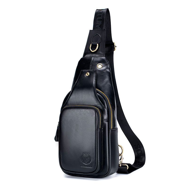 Men’s Cowhide Leather Crossbody Sling Bag Vintage.