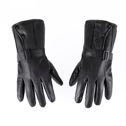 Warm Genuine Leather Gloves & Fleece Lining Waterproof Cozy