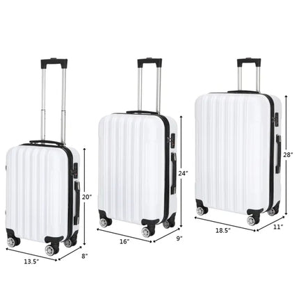 3-in-1 White Traveling Storage Suitcase for Large Capacity