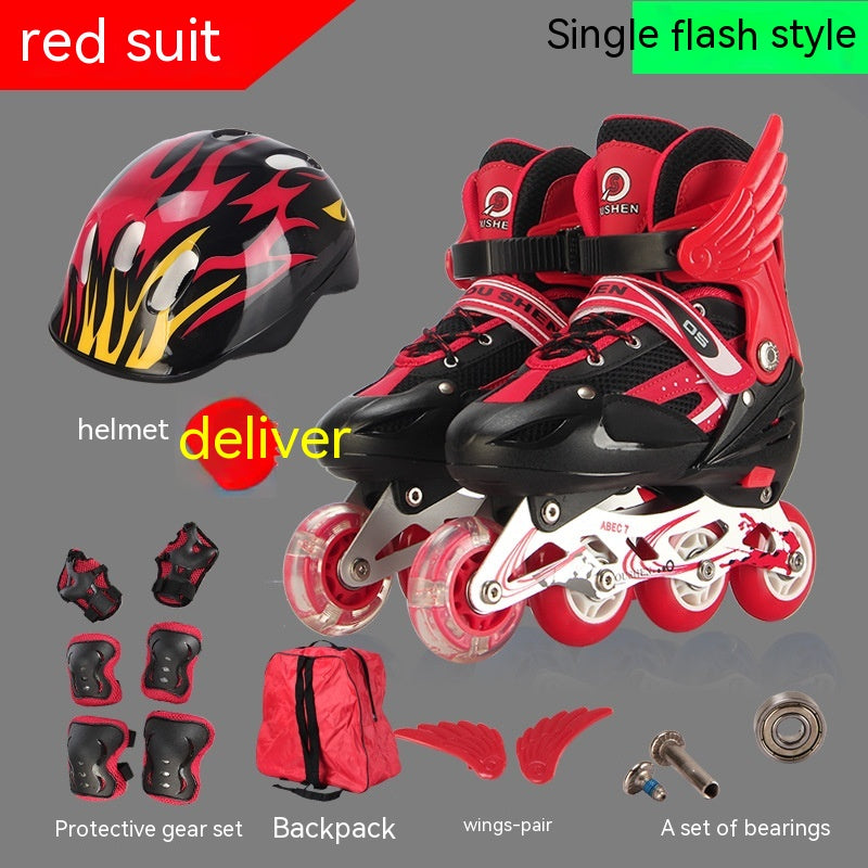 Adjustable PU Single Children Skating Shoes for Active Kids