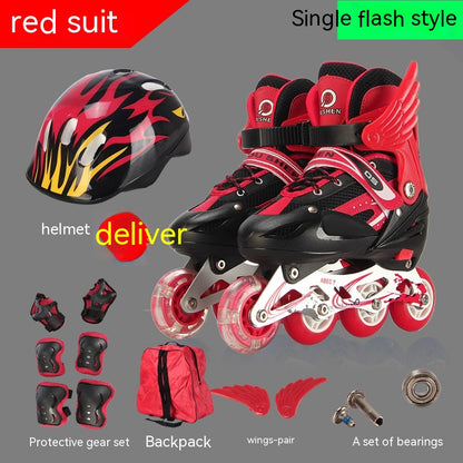 Adjustable PU Single Children Skating Shoes for Active Kids