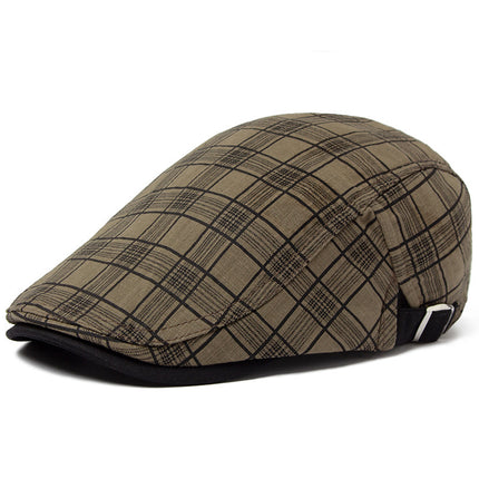 Mens Summer Plaid Beret Lightweight Fashionable Headwear
