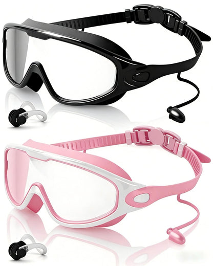 Large Frame Anti Fog Swimming Goggles With Earplugs Uses Now