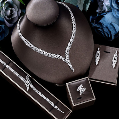 Buy Luxury 3A Zircon 4-Piece Necklace Earrings Jewelry Set