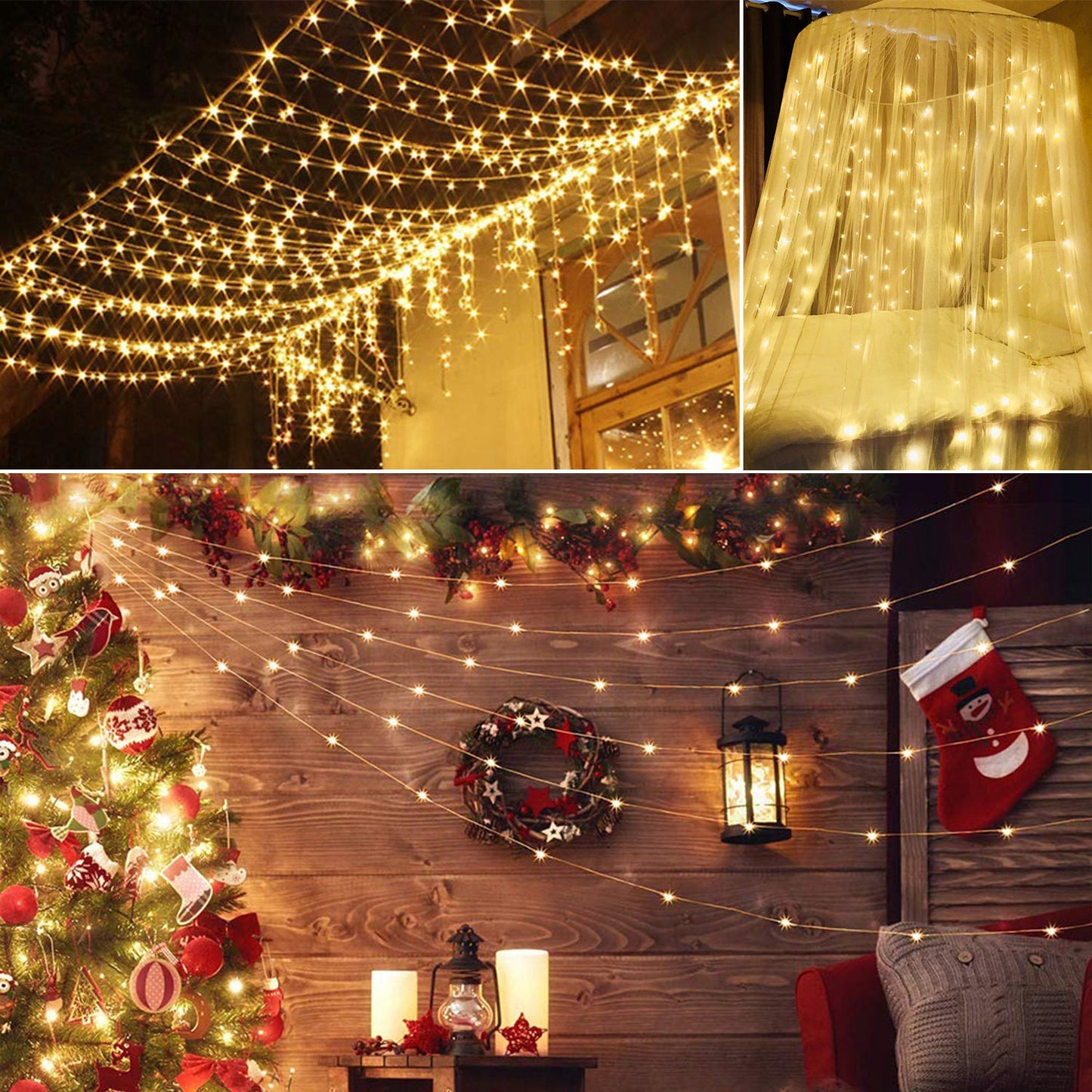 3M 300 LED String Curtain Light Remote With Waterproof Decor globalswanky 02