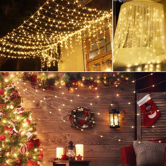 3M 300 LED String Curtain Light Remote With Waterproof Decor globalswanky 02