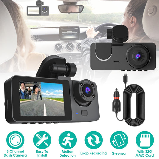 3 Channel Car Dash Cam with G Sensor and Motion Detection globalswanky 01