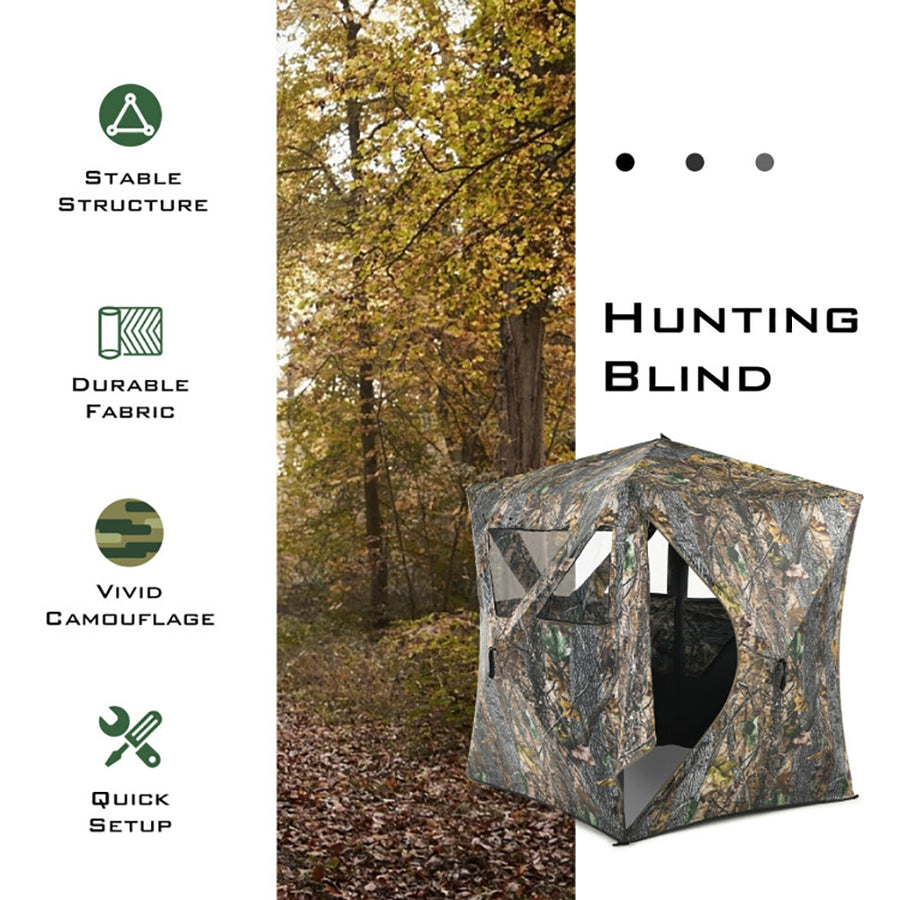 3 Person Portable Pop-Up Ground Hunting Blind With Tie-downs Global swanky 1