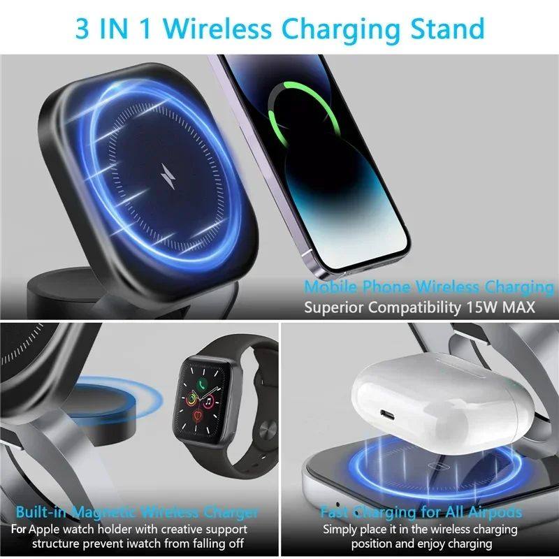 3-in-1 Wireless Magnetic Charging Stand