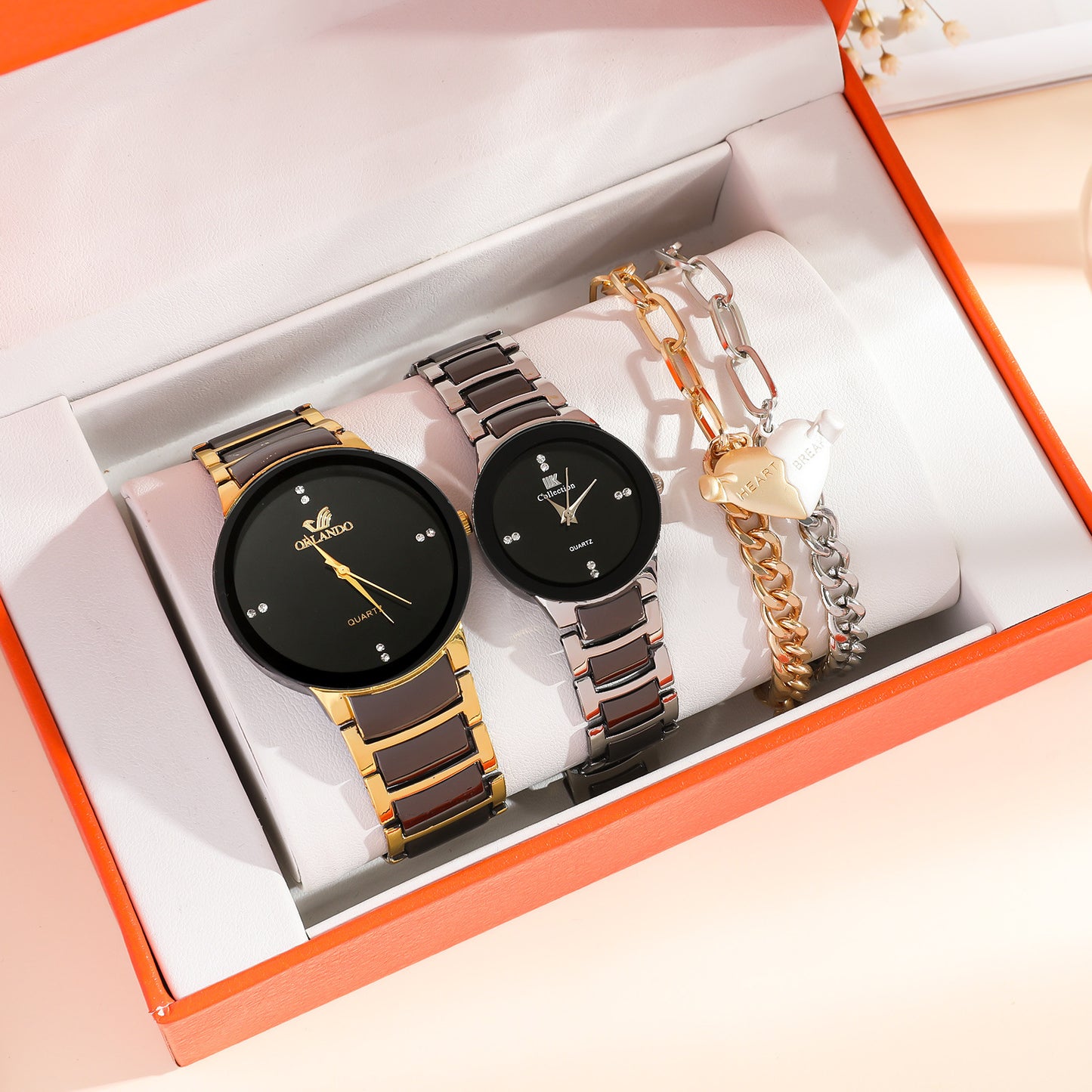 New Fashion Couple Watch Simple All-Match Heart Bracelet Set