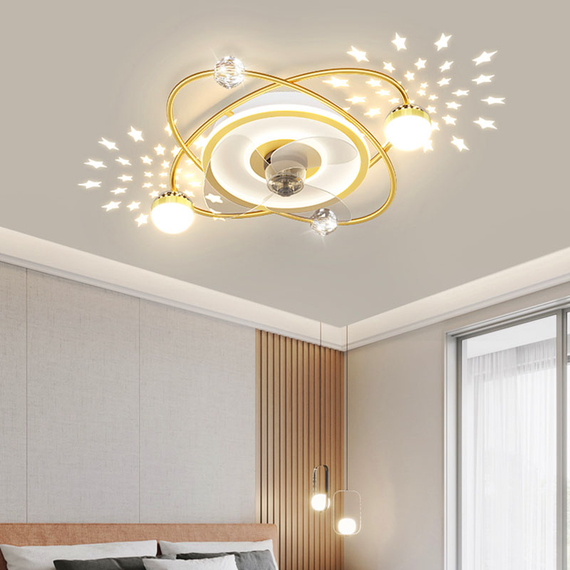 Nordic Bedroom LED Lights with Ceiling Fan and Remote Control