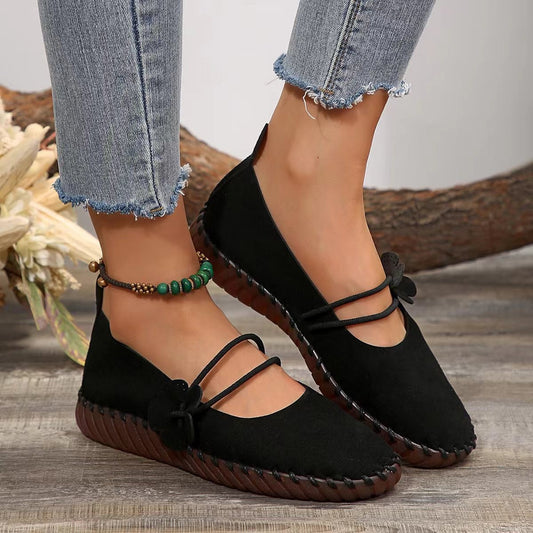 Retro Women's Breathable Round-Toe Shoes with Soft Soles