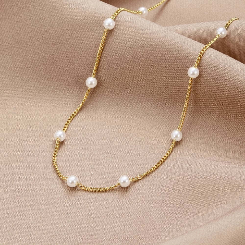 Women’s Titanium Steel Pearl Necklace Elegant Style