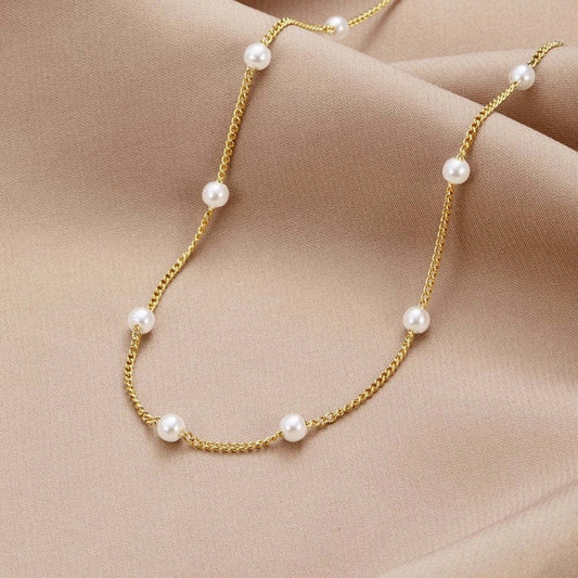 Women’s Titanium Steel Pearl Necklace Elegant Style