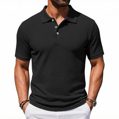 Mens Plaid Polo Shirt Breathable Casual Collared T-Shirt Global swanky 1