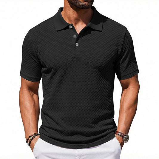 Mens Plaid Polo Shirt Breathable Casual Collared T-Shirt Global swanky 1