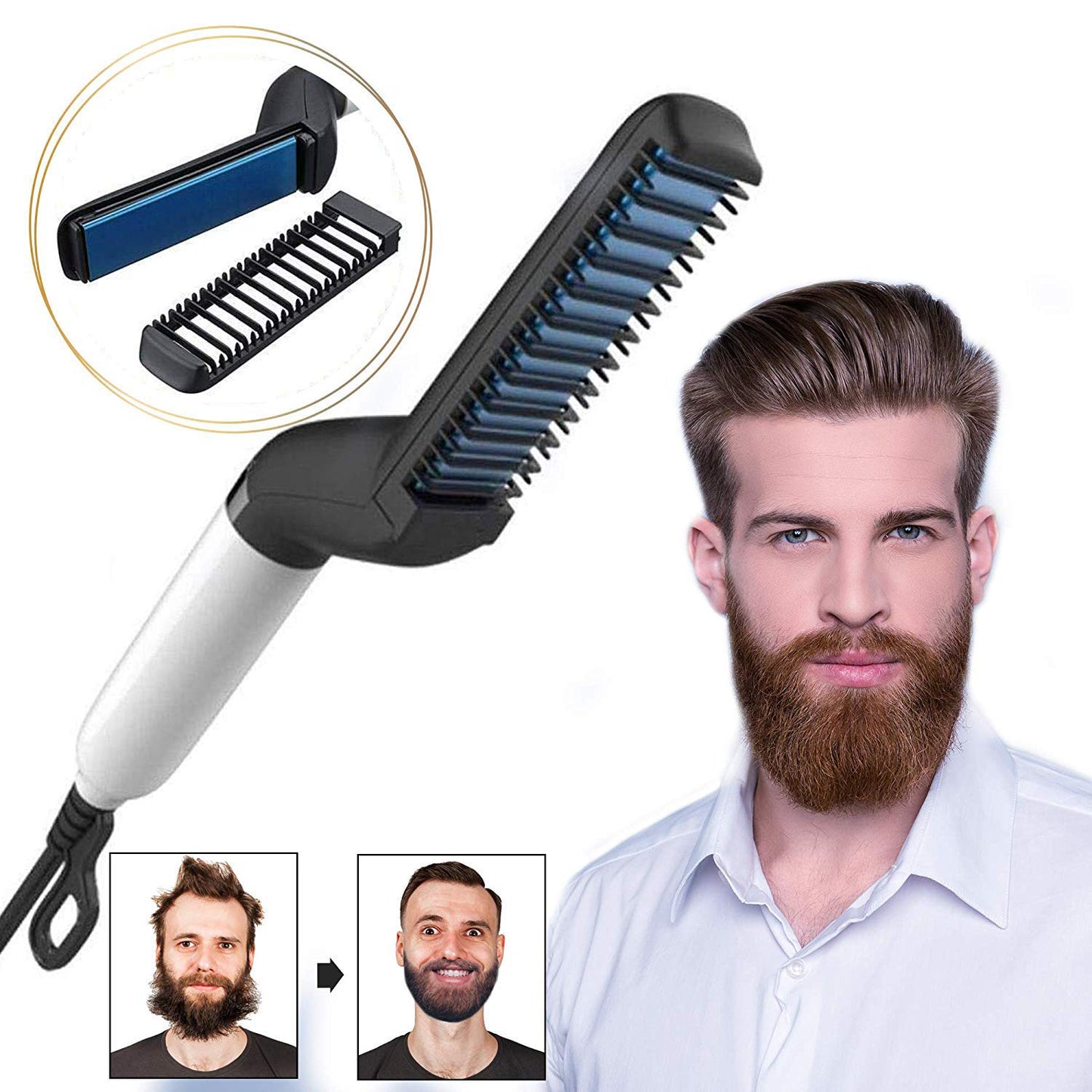 Electric Hair Straightener Brush – Quick Beard & Hair Straightening